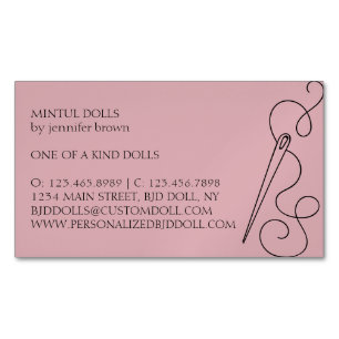 Pink Tailor Seamstress Alteration Needle Magnetic Business Card