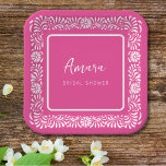 PINK TALAVERA BRIDAL SHOWER PAPER PLATE<br><div class="desc">Beautiful Pink Mexican Talavera flowers</div>