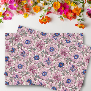 Pink Talavera Spanish Mexican Tiles  Tissue Paper