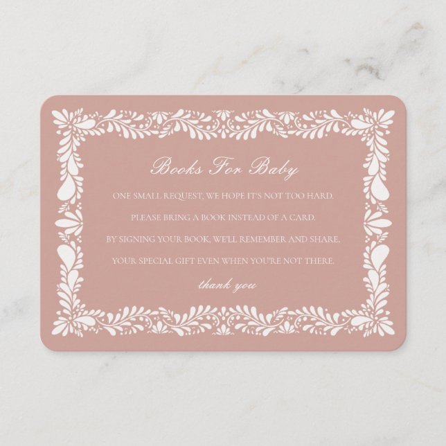 Pink Talavera Tile Books Baby Invitation Insert (Front)