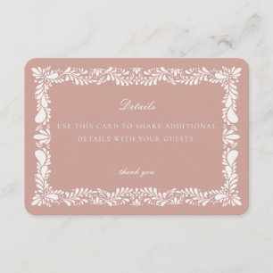 Pink Talavera Tile Details Card Invitation Insert