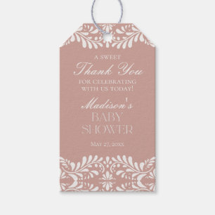 Pink Talavera Tile Fiesta Baby Shower Favour Gift Tags