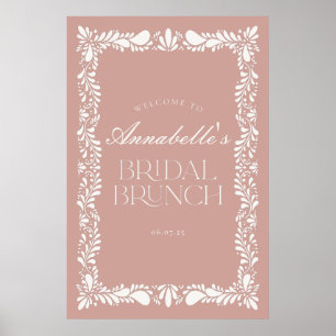 Pink Talavera Tile Fiesta Bridal Brunch Welcome Poster