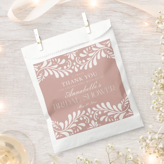 Pink Talavera Tile Fiesta Bridal Shower Dessert Favour Bags (Clipped)