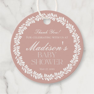 Pink Talavera Tile Spanish Fiesta Baby Shower Favour Tags