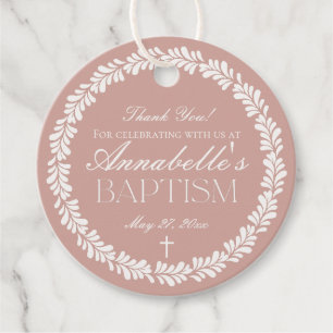 Pink Talavera Tile Spanish Fiesta Baptism Circle Favour Tags