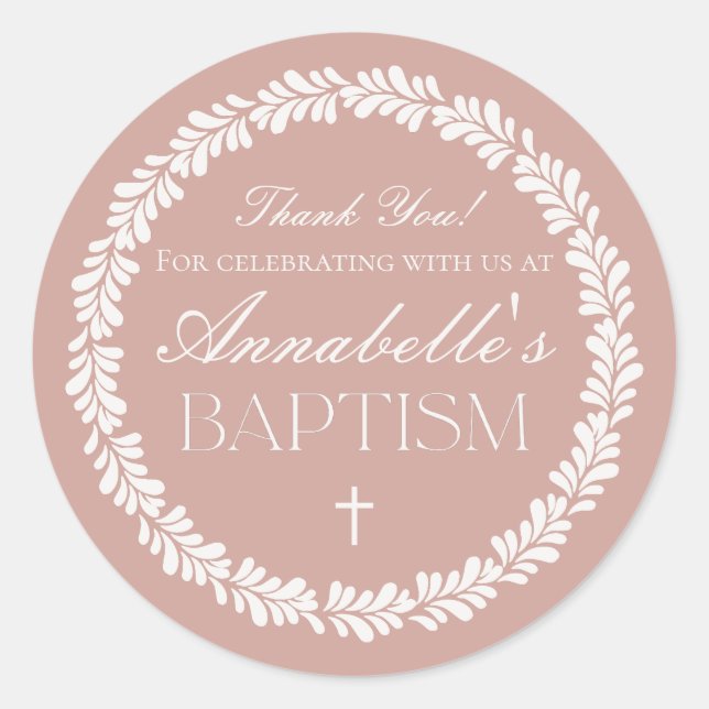 Pink Talavera Tile Spanish Fiesta Baptism Favour Classic Round Sticker (Front)