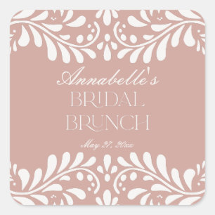 Pink Talavera Tile Spanish Fiesta Bridal Brunch Square Sticker