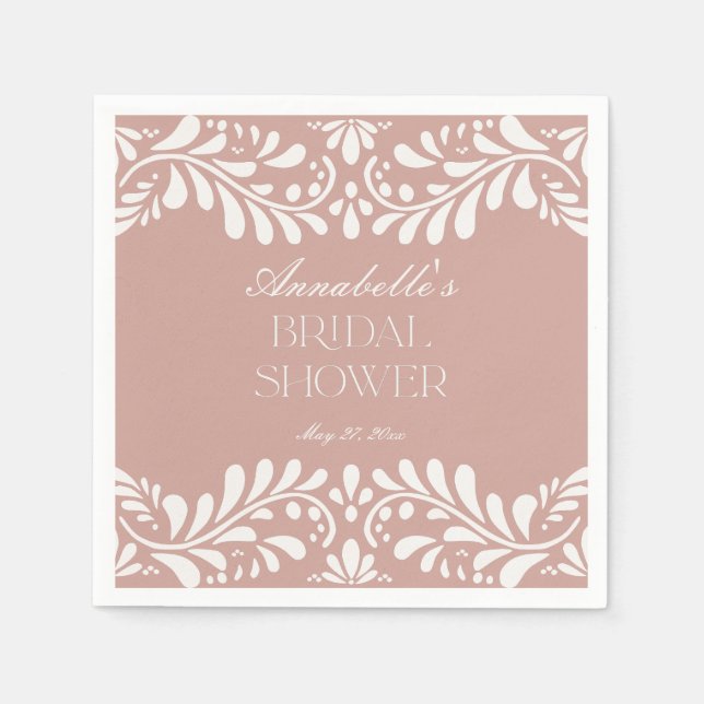 Pink Talavera Tile Spanish Fiesta Bridal Shower Napkin (Front)