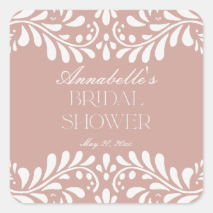 Pink Talavera Tile Spanish Fiesta Bridal Shower Square Sticker