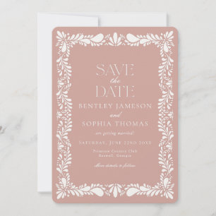 Pink Talavera Tile Spanish Fiesta Save the Date Invitation