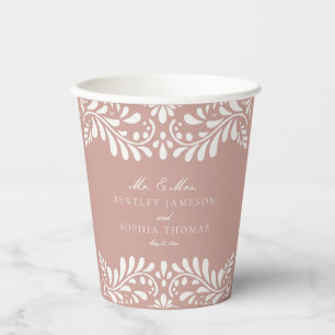 Pink Talavera Tile Spanish Fiesta Wedding Paper Cups