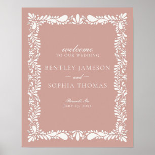 Pink Talavera Tile Spanish Fiesta Wedding Welcome Poster