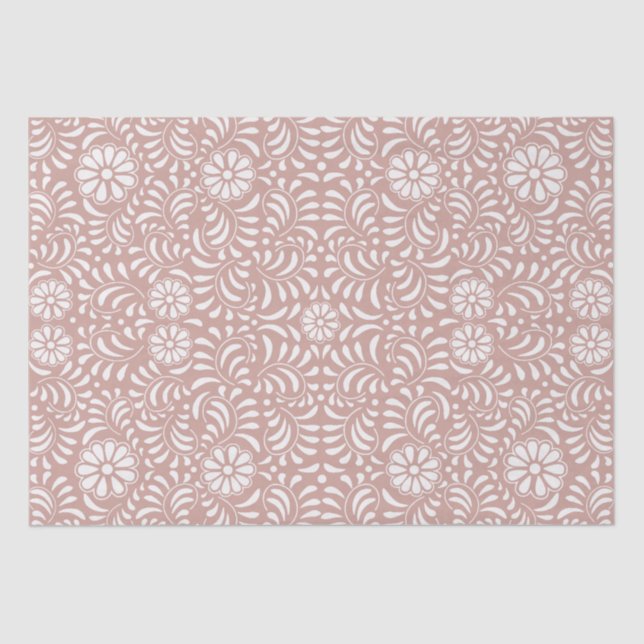Pink Talavera Tile Spanish Style Fiesta Tissue Paper (Front)
