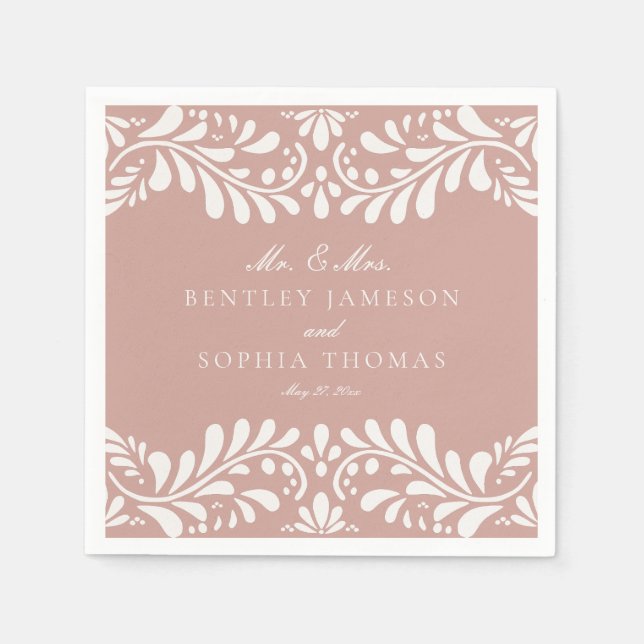 Pink Talavera Tile Spanish Style Fiesta Wedding Napkin (Front)