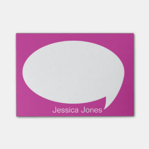 Pink Talk Bubble Rounded Personalised Post-it Notes