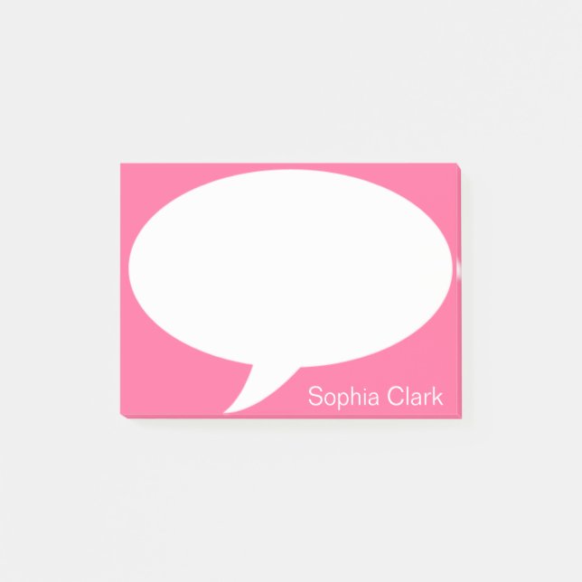 Pink Talk Bubble Rounded Personalised Post-it Notes (Front)