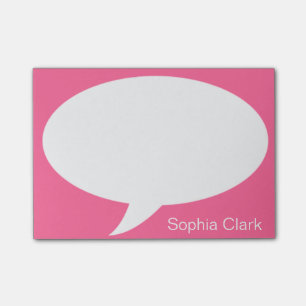 Pink Talk Bubble Rounded Personalised Post-it Notes