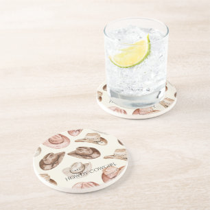 Pink Tan Brown Cowgirl Cowboy Hats Coaster