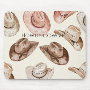 Pink Tan Brown Cowgirl Cowboy Hats Mouse Mat