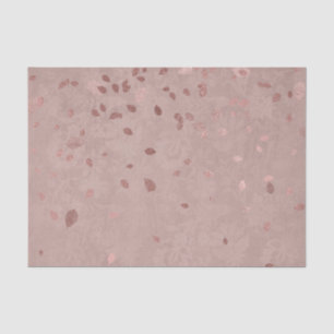 Pink Tan Brown Shiny Gold Elegant Random Leaves Tissue Paper