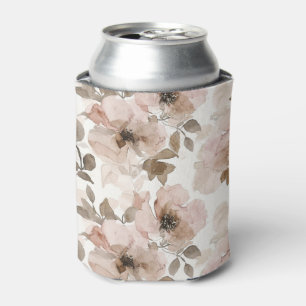 Pink Tan Floral Western Floral Can Cooler