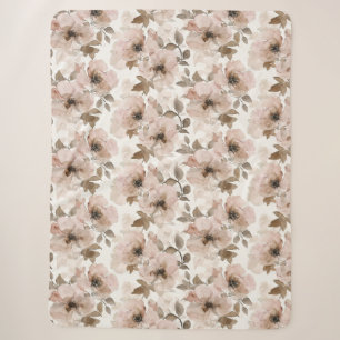 Pink Tan Floral Western Floral Sherpa Blanket