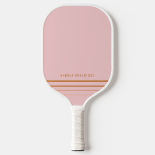 Pink & Tan Simple Minimal Personalised Name Pickleball Paddle