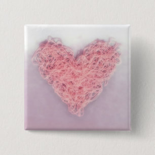 Pink Tangled Heart 15 Cm Square Badge