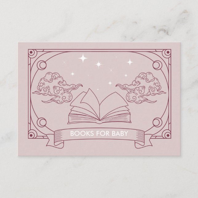 Pink Tarot Baby Shower Books For Baby Enclosure Card (Front)