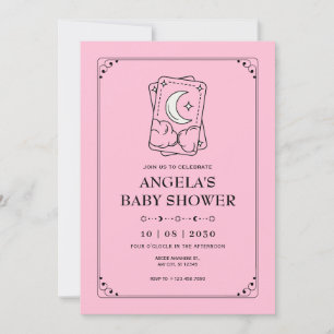 Pink tarot baby shower invitation