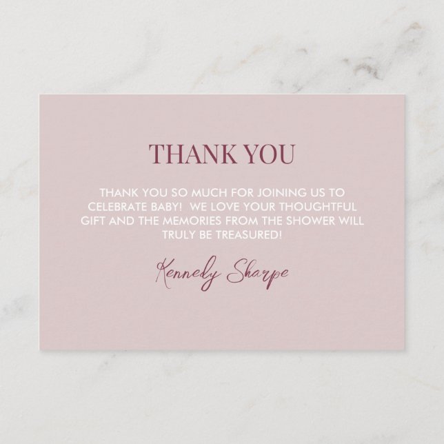 Pink Tarot Baby Shower Thank You Card (Back)