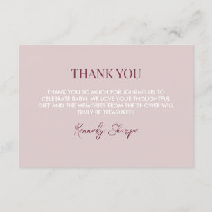 Pink Tarot Baby Shower Thank You Card