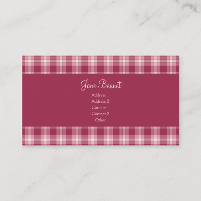 Pink Tartan Business Card (Front)