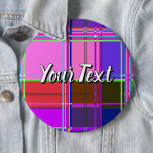 Pink tartan Fabric Pattern Cloth Madras 6 Cm Round Badge