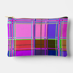 Pink tartan Fabric Pattern Cloth Madras Accessory Pouch