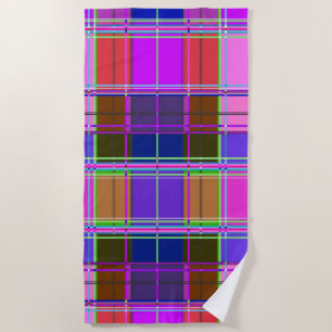 Pink tartan Fabric Pattern Cloth Madras Beach Towel