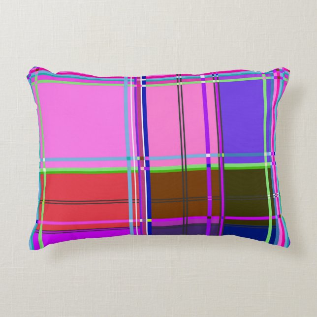 Pink tartan Fabric Pattern Cloth Madras Decorative Cushion (Front)