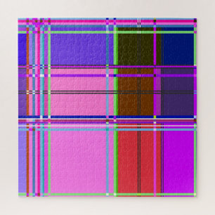 Pink tartan Fabric Pattern Cloth Madras Jigsaw Puzzle