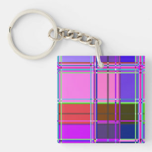 Pink tartan Fabric Pattern Cloth Madras Key Ring