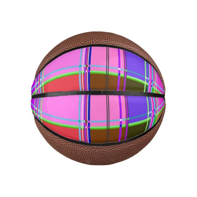 Pink tartan Fabric Pattern Cloth Madras Mini Basketball (Front)
