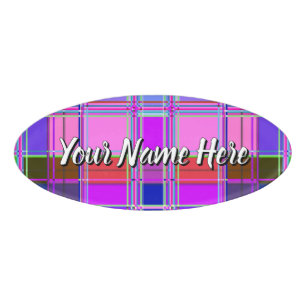 Pink tartan Fabric Pattern Cloth Madras Name Tag