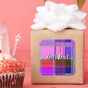 Pink tartan Fabric Pattern Cloth Madras Square Sticker
