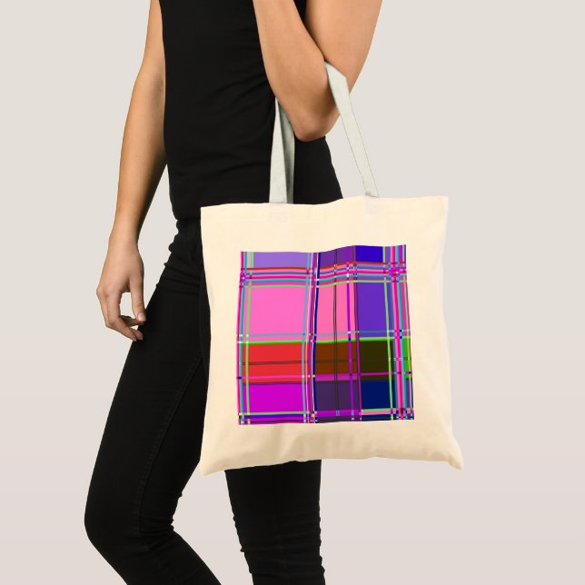 Pink tartan Fabric Pattern Cloth Madras Tote Bag (Front (Product))