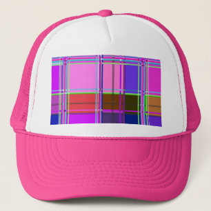 Pink tartan Fabric Pattern Cloth Madras Trucker Hat