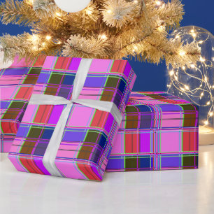 Pink tartan Fabric Pattern Cloth Madras Wrapping Paper