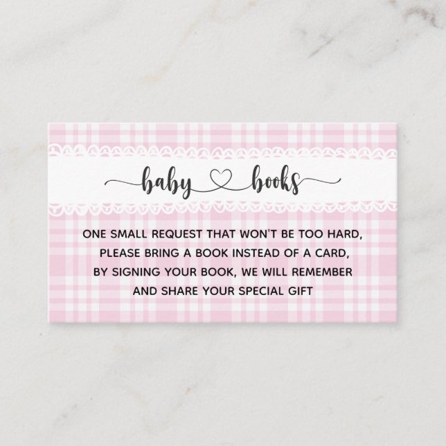 Pink Tartan Girl Baby Shower I Birthday  Enclosure Card (Front)