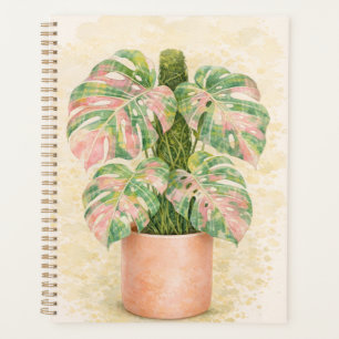 pink tartan monstera leaf Scottish scotland Planner