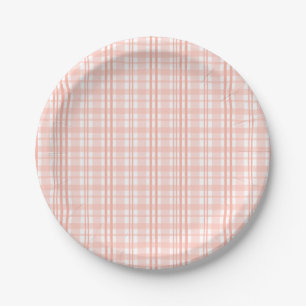Pink Tartan Paper Plates Summer First Birthday