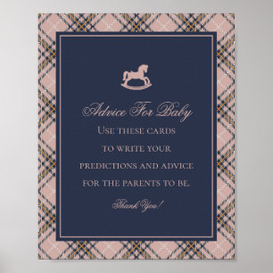 Pink Tartan Plaid Classic Rocking Advice for Baby Poster